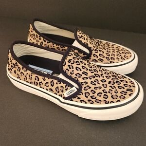 VANS RARE ULTRA CRUSH 500714 LEOPARD SLIP-ON SKATE SHOE SIZE M4.5/W 6 UNISEX EUC